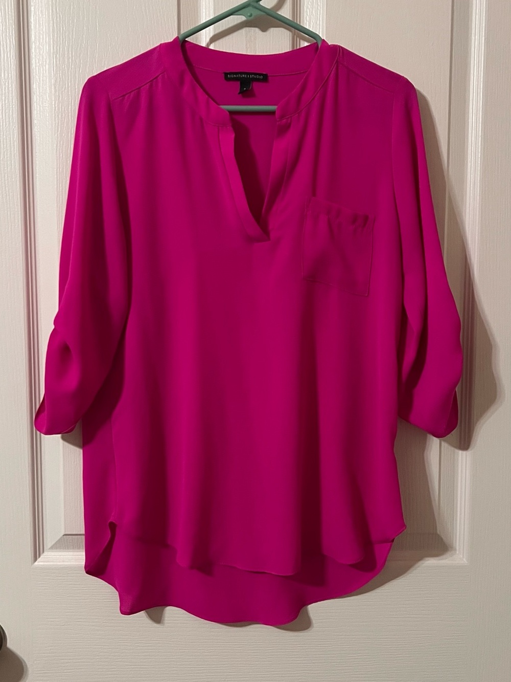 Signature Studio Hot Pink Notch-Neck Tunic